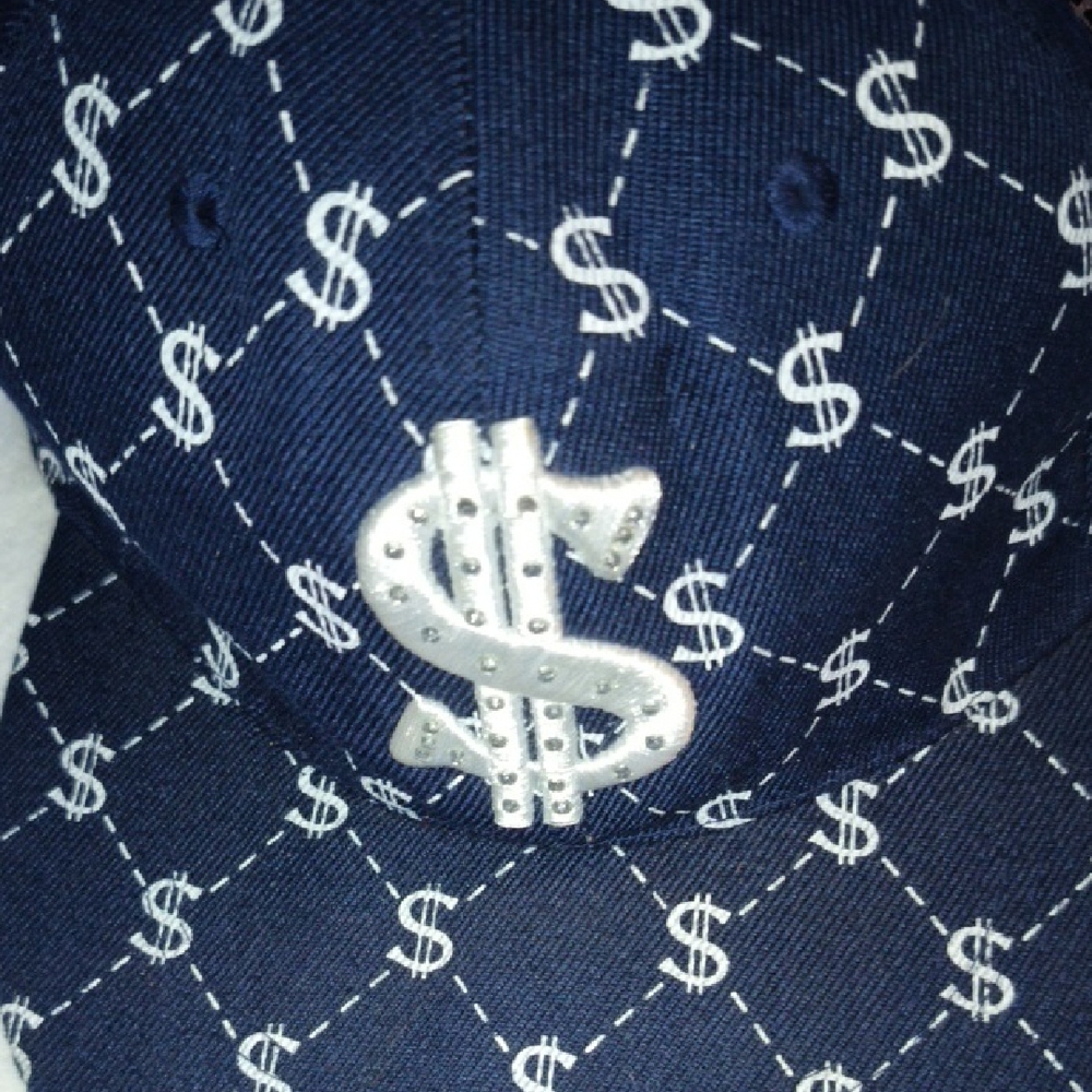 Navy Cap with Dollar Sign Pattern - Picture 3 of 7